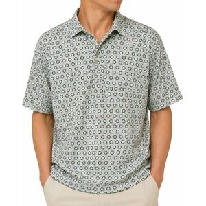 Straight Down Polo Shirt Men L Multicolor Geometric Print Stretch Performance